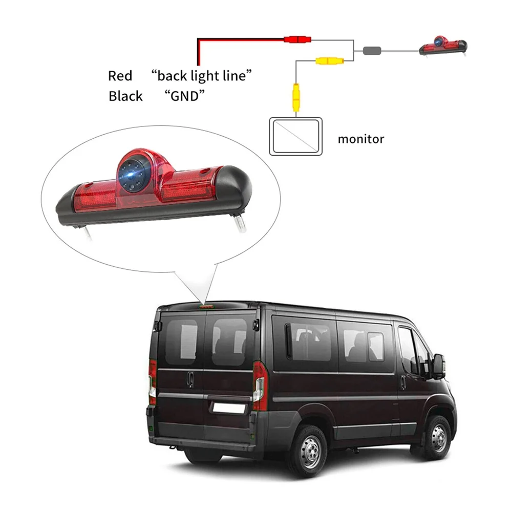 كاميرا الرؤية الخلفية للسيارة ، 170 درجة ، 3rd ضوء الفرامل ، مقاوم للماء ، للرؤية الليلية عكس ، فيات Ducato ، بيجو الملاكم ، سيتروين البلوز
