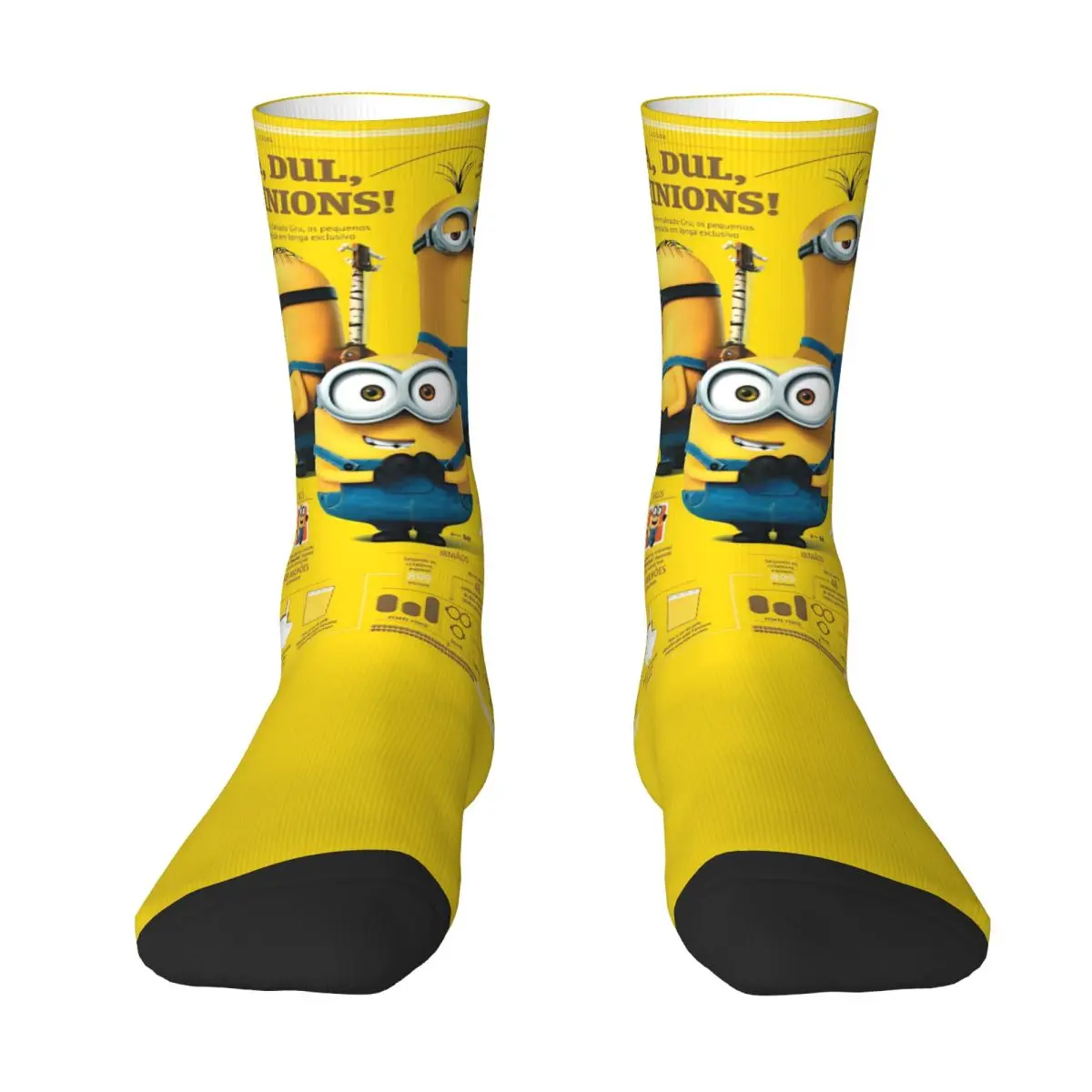 Men Socks Cute Minions Cartoon Yellow Big Eyes Stockings Autumn Funny Breathable Socks Design Outdoor Anti Bacterial Socks