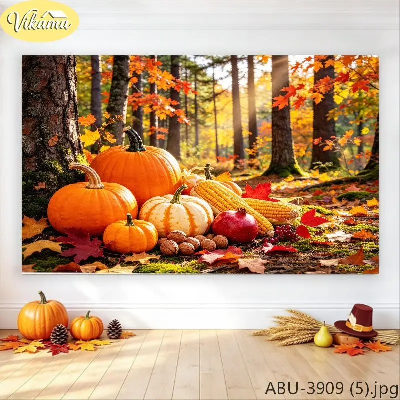 VIKAMA Cornucopia & Turkey Polyester Tapestry, Easy to Hang, Decor for Bedroom Guest Room Living Room