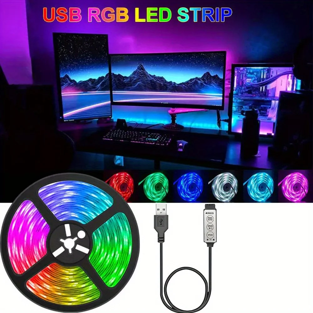 5V RGB 5050 Led Light USB LED Strip Lights RGB Single Color Controlle Flexible Lamp Tape DC 5V Led For Room Decor TV BackLight