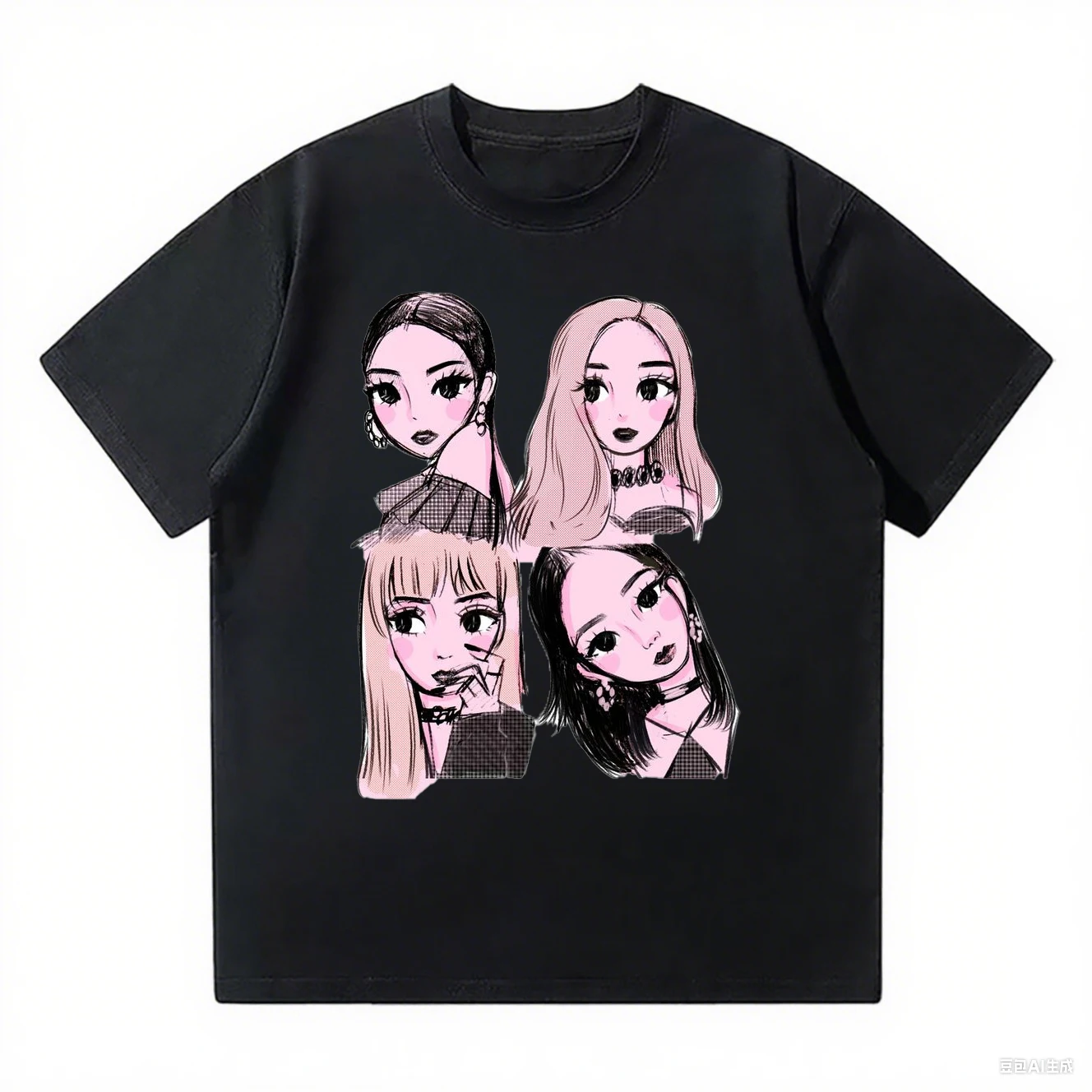 2025 جديد الكورية Kpop BP الوردي الفتيات الجرافيك تي شيرت فضفاض ومريح القطن الثقيل المحملة المرأة قمة الموضة رداء علوي غير رسمي #5