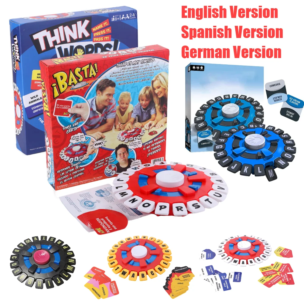 Fast-Paced Think Word Game Crazy Alphabet Game English Spanish German Parent-child Interactive Turntable Toy Board Family Game