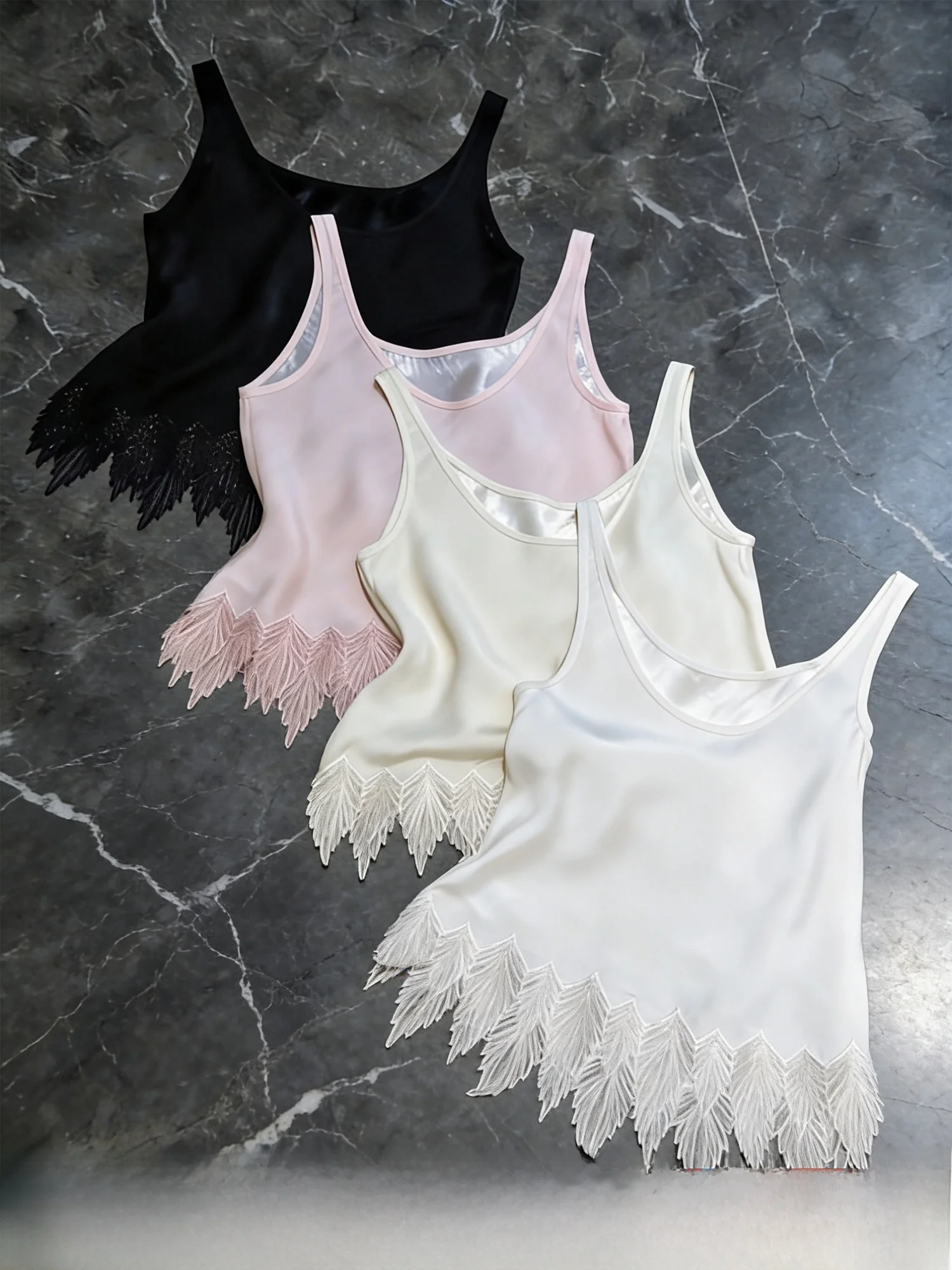

Women's Lace Trim Camisole Vest Inner Wear Summer New Design Sensation Base Layer Top U-Neckline Regular Length Micro Stretch