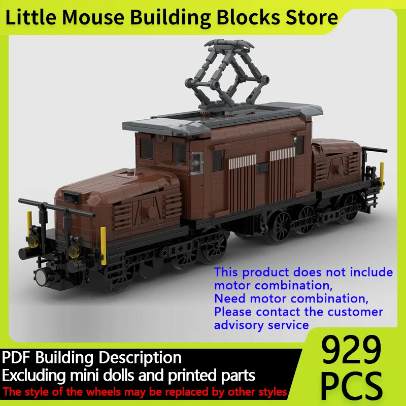 

City Car Model MOC Building Bricks DE 6/6 Electric Locomotive Modular Technology Children Holiday Gifts Assemble Toys Suit