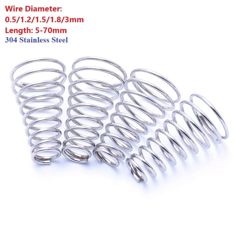 304 Stainless Steel Tower Springs Conical Cone Compression Spring Pressure Springs Wire Diameter 0.5mm 1.2mm 1.5mm 1.8mm 3mm