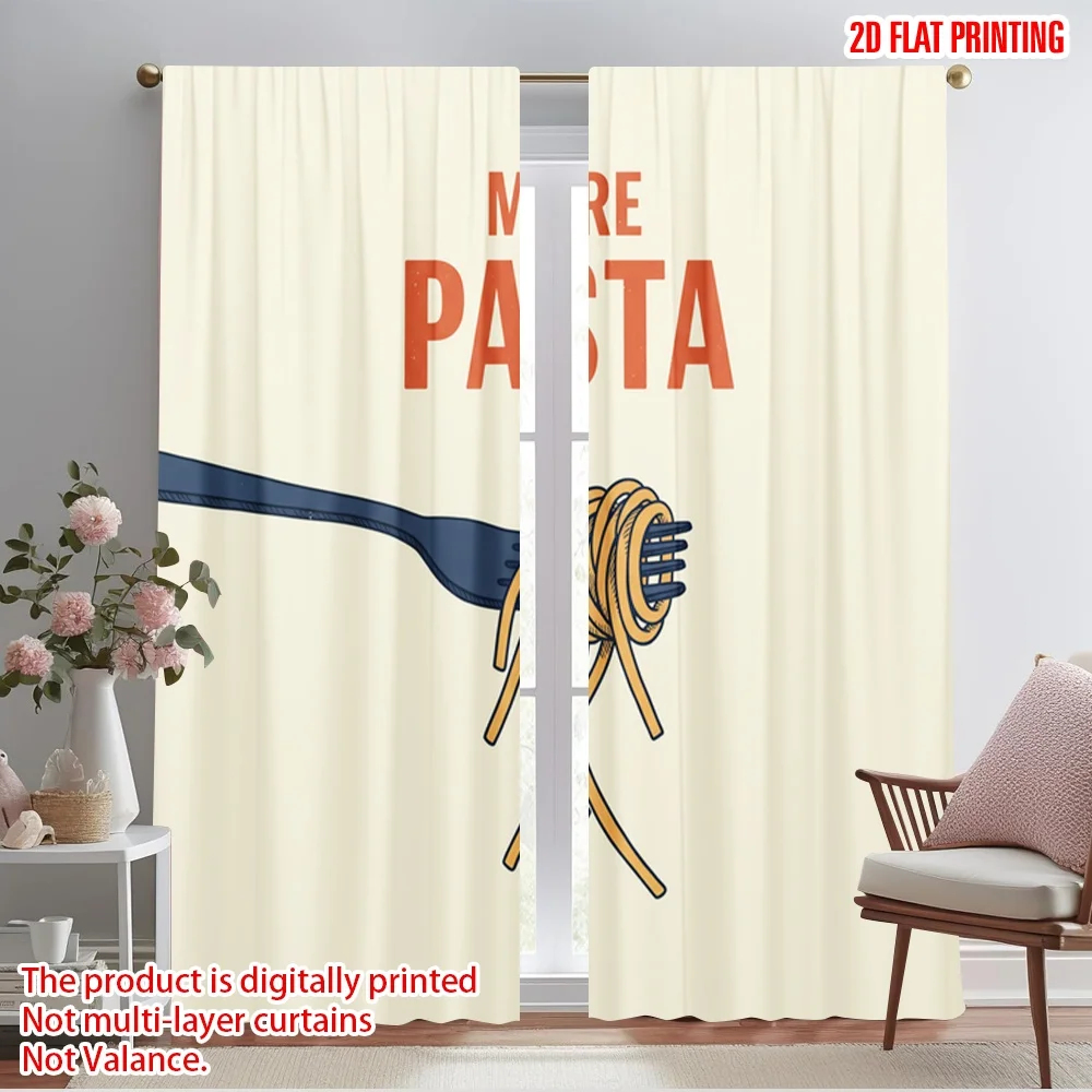 

2pcs 2D flat printing Drapes Pasta Fork Doodle Fabric Without Electricity 0 for Indoor Celebrations Room Garden