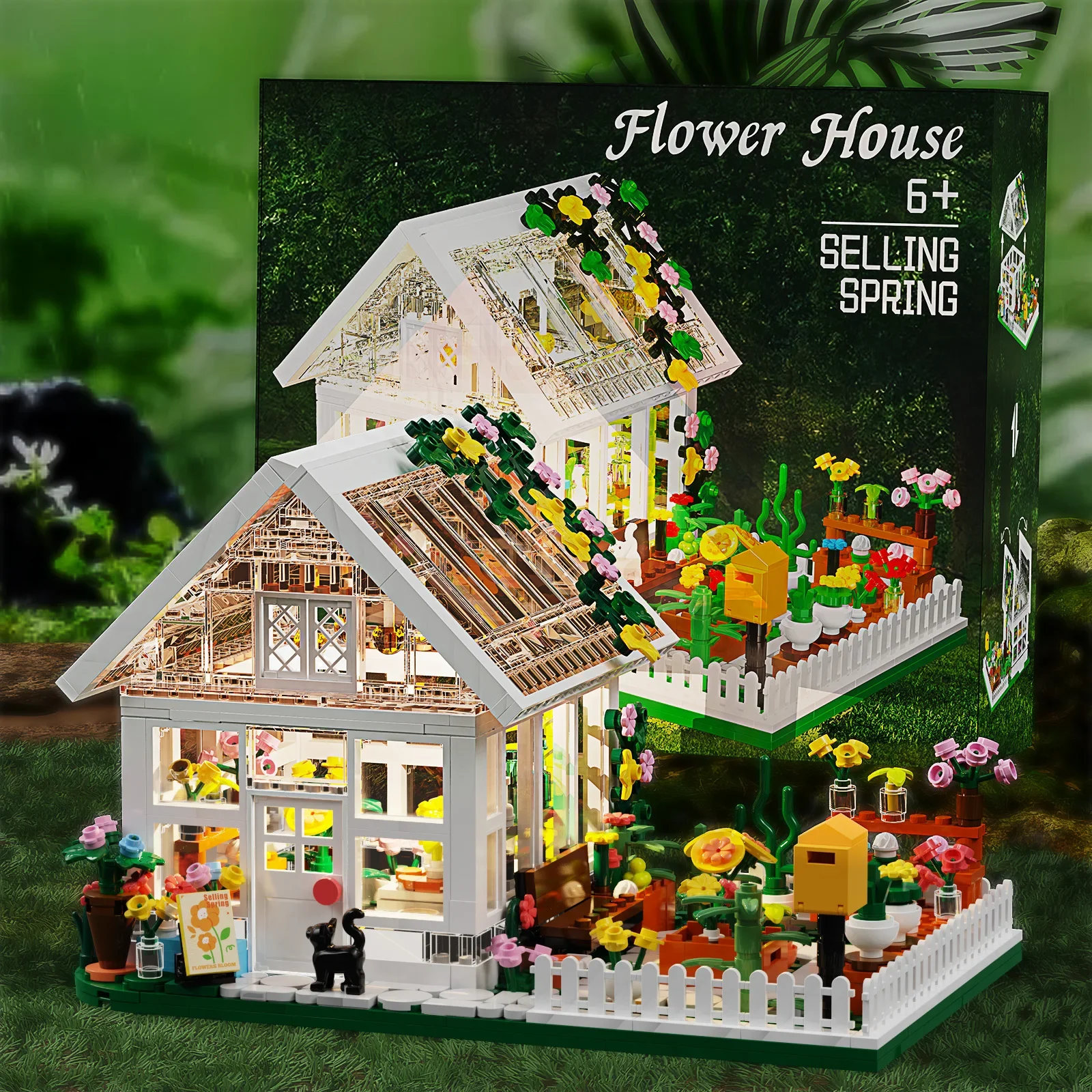 Flower House Blocks Building Set with，Craft Toys，DIY Toys，Car Decoration Crafts，Animation Derivatives，children Toys