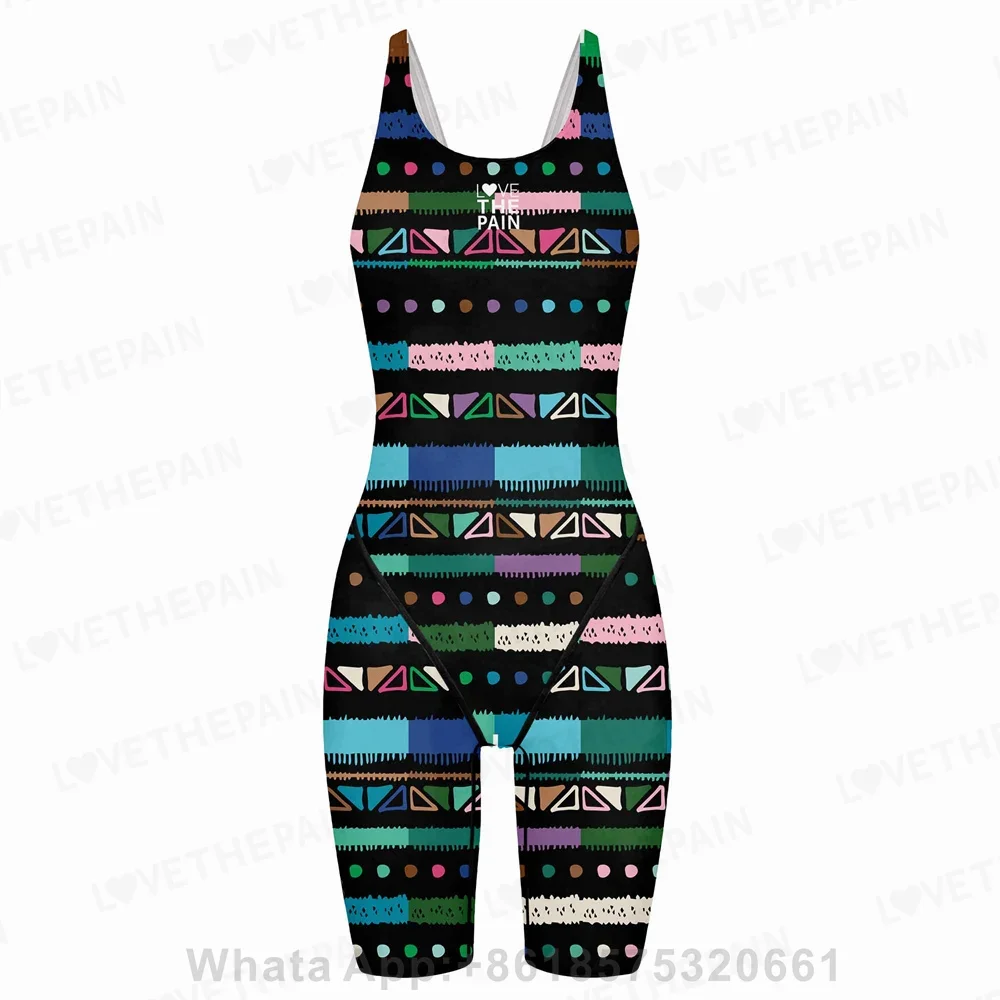 Girl Training Racing Swimwear Girl One Piece Competitive Swimsuits Summer Pool Professional Competition Knee Length Bodysuits