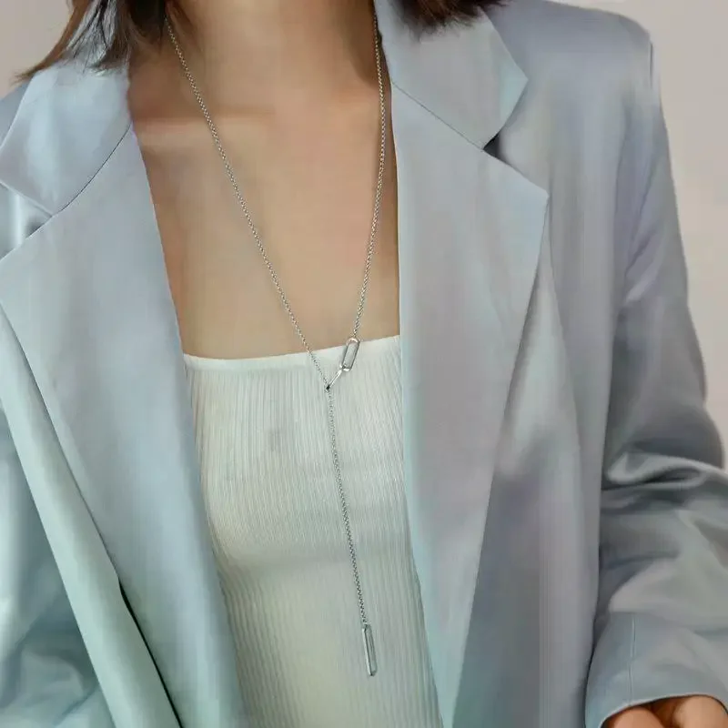 Women 316L Stainless Steel Long Necklace Gold Plated Chain Hypoallergenic Fashion Jewelry for School Events