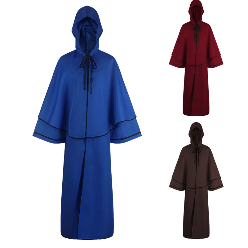 

Medieval Grim Reaper Cape Hooded Magician Robe Cape Cosplay Costume Halloween Priest Cosplay Cos Costume