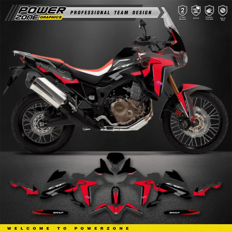 PowerZone Custom Team Graphics Backgrounds Decals Stickers Kit For Honda AFRICA TWIN CRF1000L 001