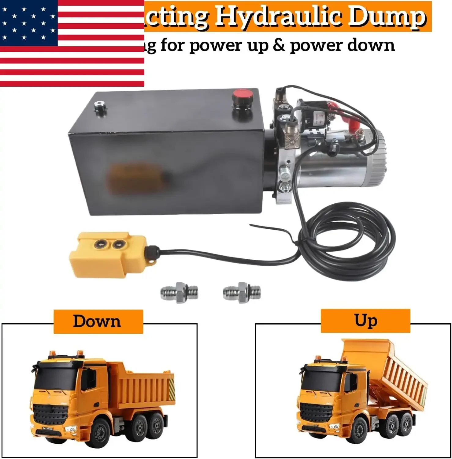 AP03 New 10 Quart 2.5 Gal Hydraulic Pump Double Acting Dump Trailer Power Unit DC 12V