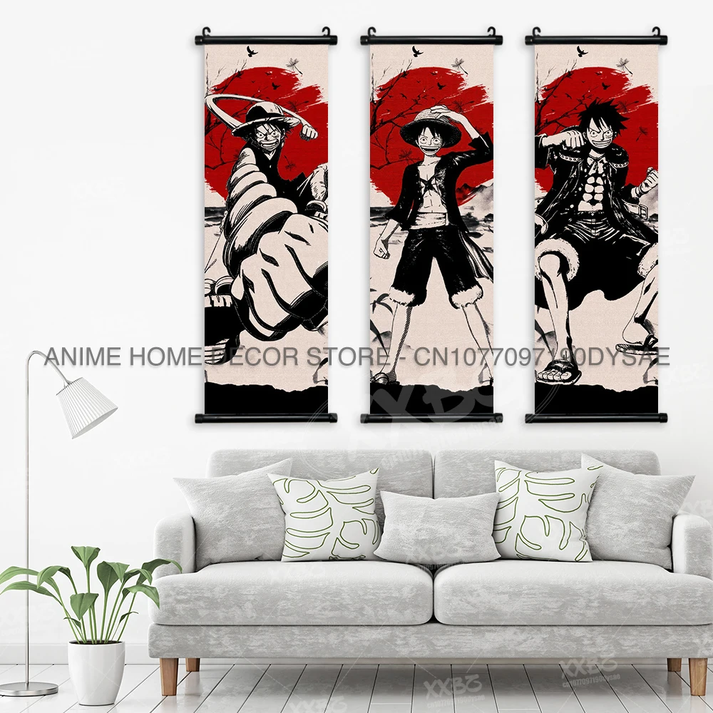 Ein Stück Poster Anime Home Decoration Ruffy Wand kunst Sanji hängende Malerei Zoro Schriftrollen Bild Kaidou Leinwand Schäfte Tapete – Detail 3