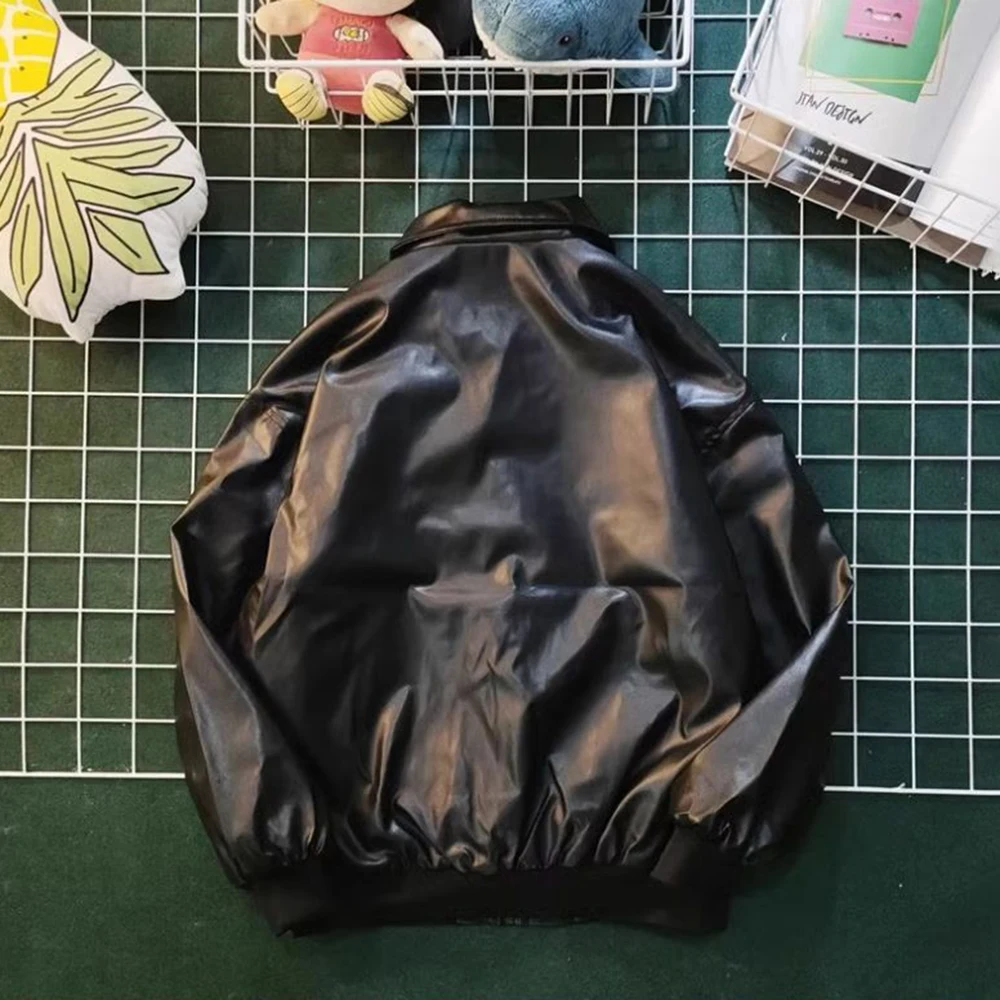 Pilot Pu Leather Motorcycle Jacket Coat Men Autumn Winter Fashion Plus Velvet American Street Retro Handsome Leather Jacket Men