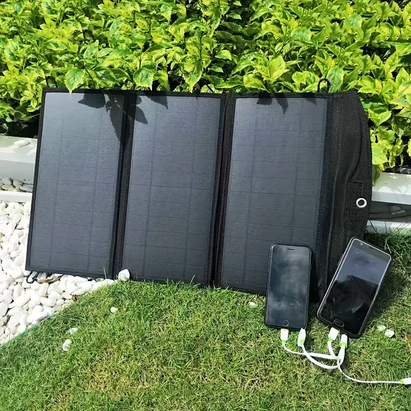 5V 21W Foldable Solar Panel Charger Dual USB Output Fast Solar Charging Mobile Phones Power Bank USB Light More USB Devices