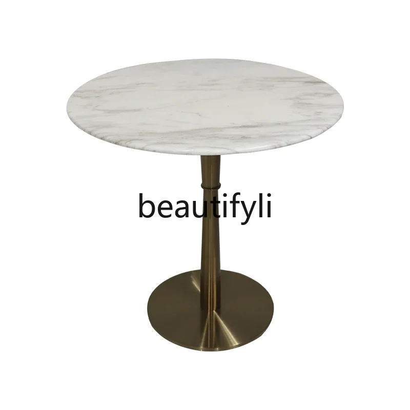 Italian marble edge table round light luxury craft coffee table