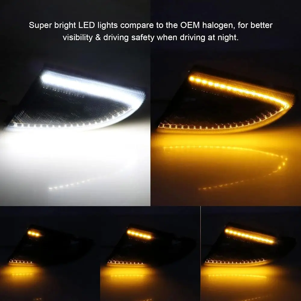 Sequential Amber Turn Signals & White Puddle Lights for 2009-2018 RAM 1500, 2010-2018 2500/3500 LED Side Mirror Replacement