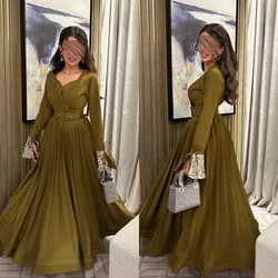 Customized  Evening  Jersey Sash Ruched Valentine's Day A-line V-neck Bespoke Occasion Gown Midi Dresses