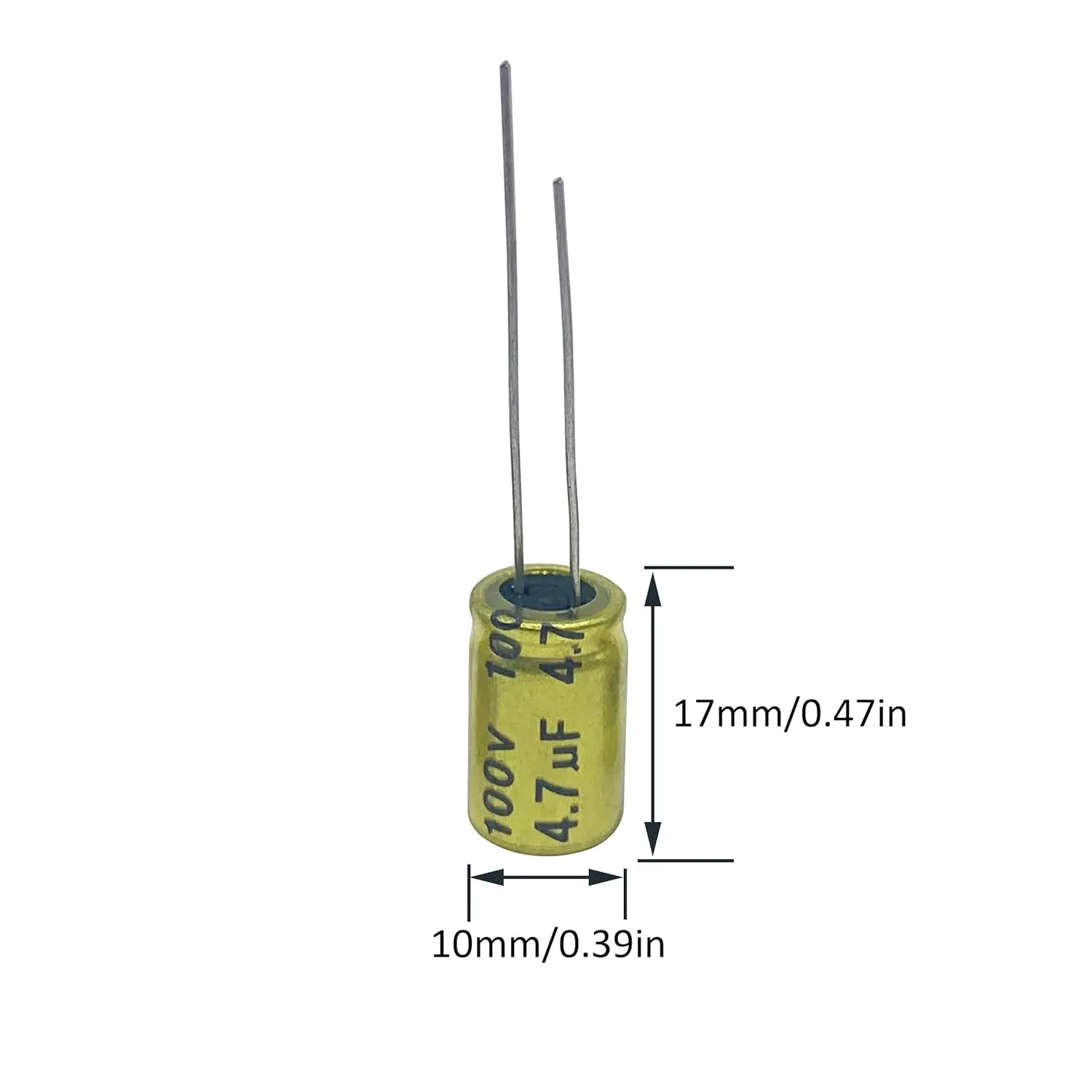 10Pcs 4.7uf 100V Non-Polarized Electrolytic Capacitor - 10x17mm(0.39x0.67in) NP Capacitor for Audio Tweeter Frequency Divider