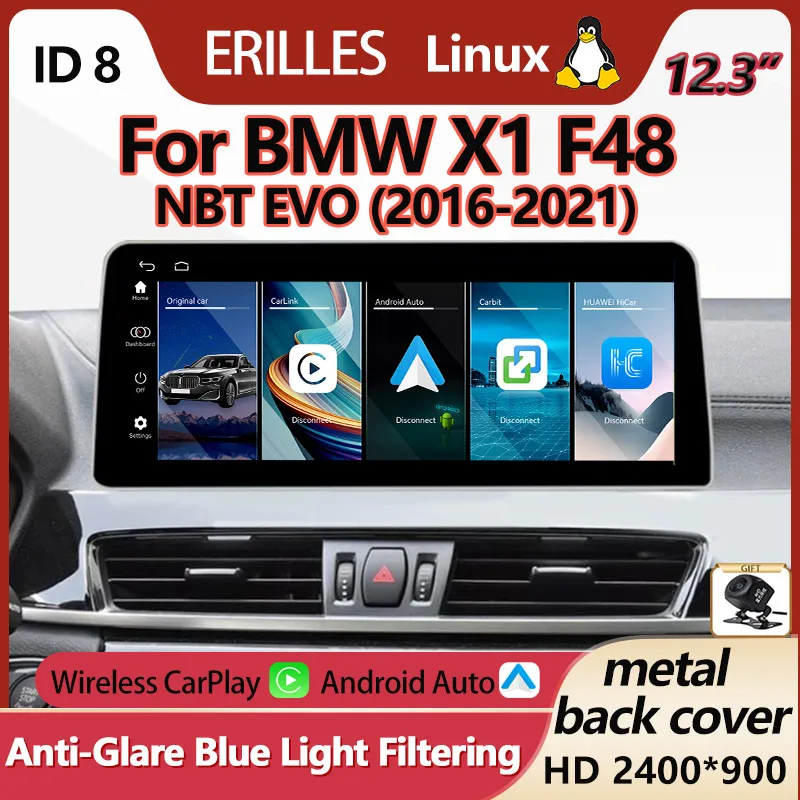 Upgrade 2400*900 For BMW X1 F48 F49 NBT EVO 2016-2021 Car Multimedia Player Screen Modify Wireless Carplay Android Auto Car play