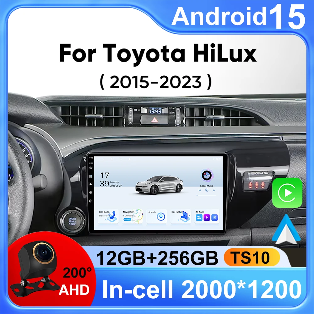 

Android 15 Car Radio For Toyota Hilux Pick Up AN120 2016 - 2020 Multimedia Video Player 4G WIFI GPS NAVI Head Unit Carplay Auto