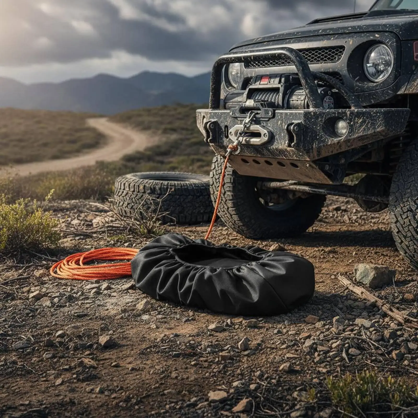 Electric Winch Cover Oxford Material Car Winch Cover Easy to Clean for Outdoor