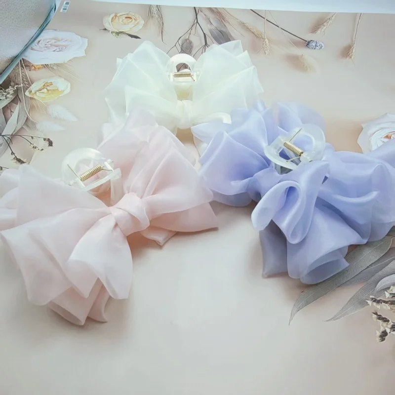 Große Schmetterlings-Haarspange: Schickes Haar-Accessoire für den High-End-Stil – Frühling/Sommer Organza-Haarklammer, Atemberaubende Haifischklammer – Detail 1