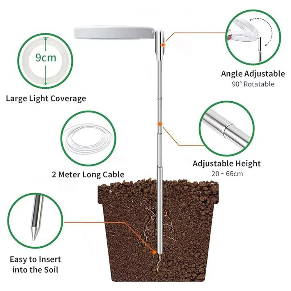 Full Spectrum LED Plant Grow Lamp Height Retractable Angelic Ring Indoor Flower Plant Growing Lights Time And Light Adjustable