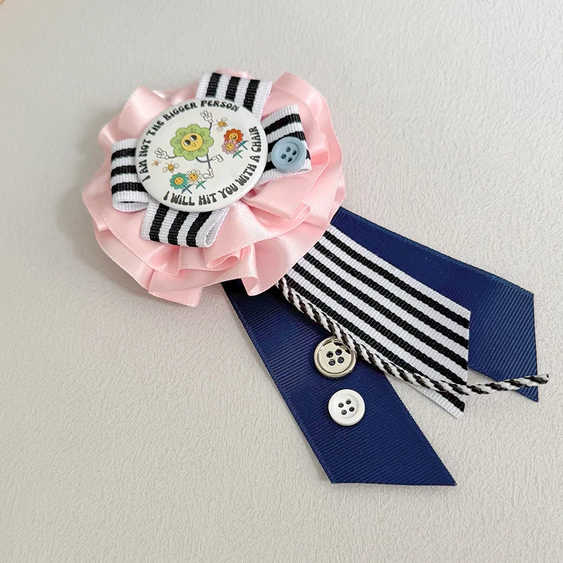 Graduation Season Badge Brooch for Women Handmade Ribbon Lapel Pins for Clothes Backpack Memorial Gift Accessory