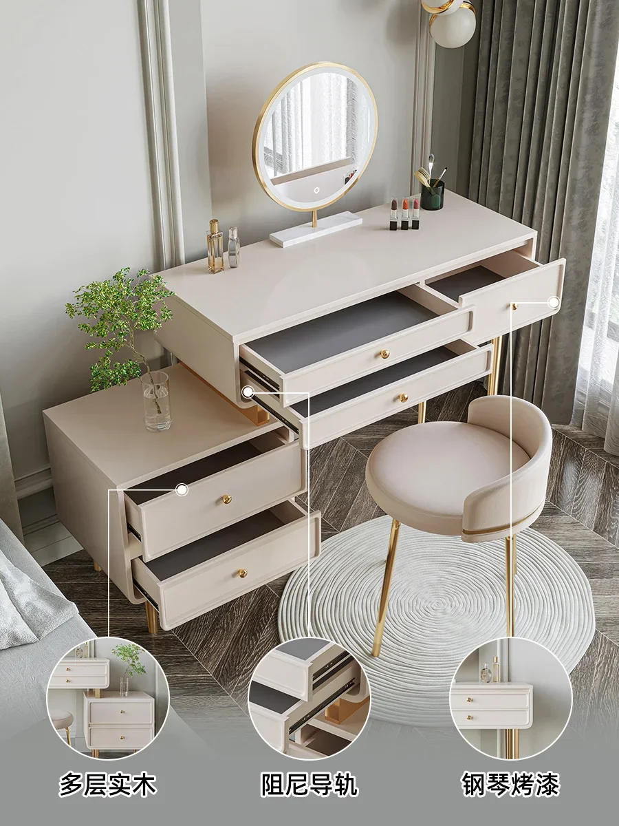 Moderna cômoda minimalista de madeira maciça, mesa de maquiagem de alto nível para o quarto, celebridade online, novo, 2023