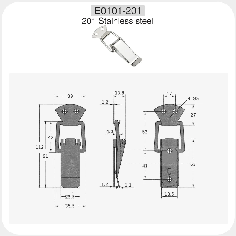 Stainless Steel Box Buckle, Nickel-Plated Iron Duck Beak Buckle, Tool Box Buckle SK101-2 Buckle Buckle Factory Pin