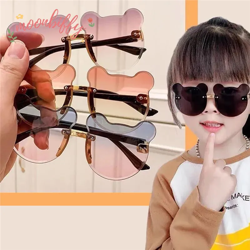 Bear Shape Children Glasses Kids Sun Sunglasses Trendy Girls Cartoon Eyeglasses Shades Anti-Glare Boys Cartoon Sunglasses