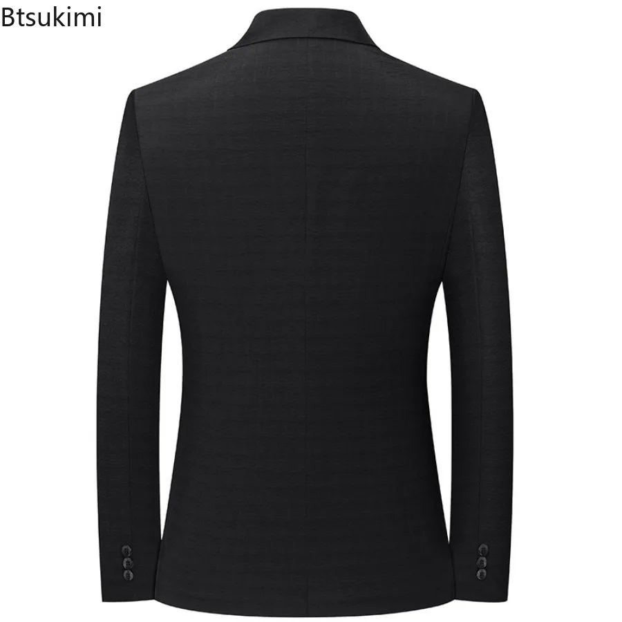 2024 Men's Business Suit Jacket High-end Solid Slim Easy Care Non-ironing Suit Coats Classic Single Breasted Casual Blazer Coats