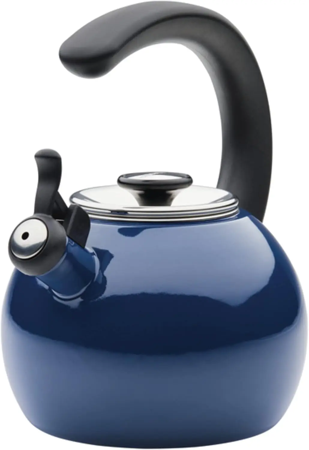 

Enamel on Steel Whistling Teakettle/Teapot With Flip-Up Spout, 2 Quart - Navy