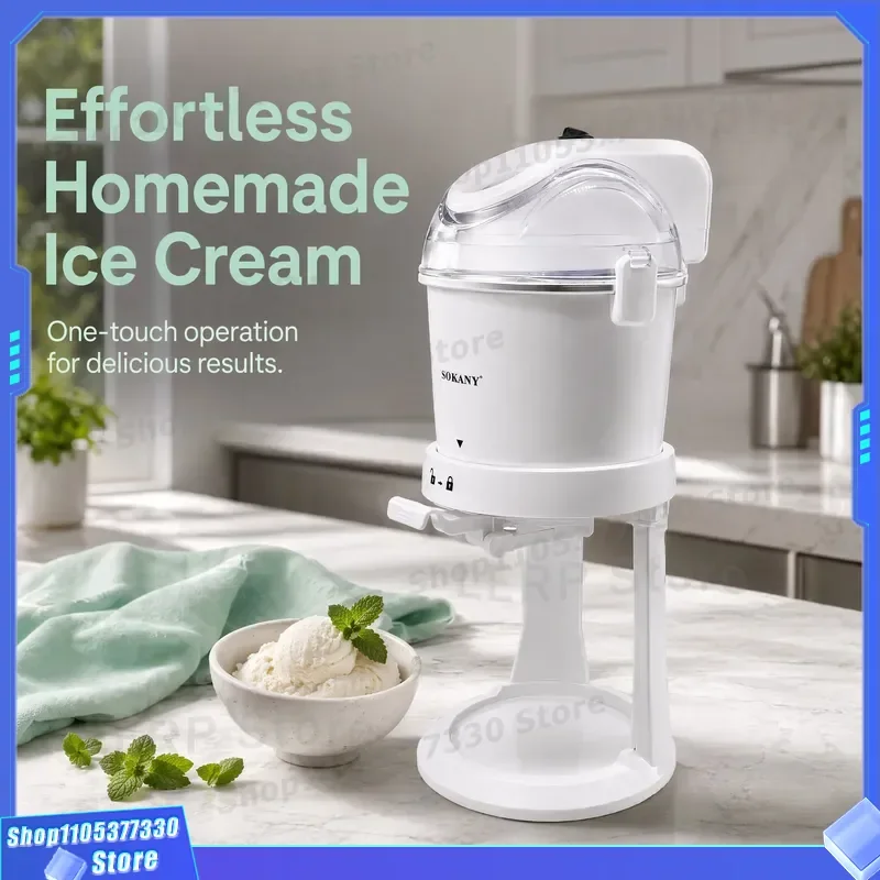 1L Mini Ice Cream Maker 110V US Plug Household DIY Frozen Dessert Machine for Kids Homemade Cone Soft Serve Appliance 15W