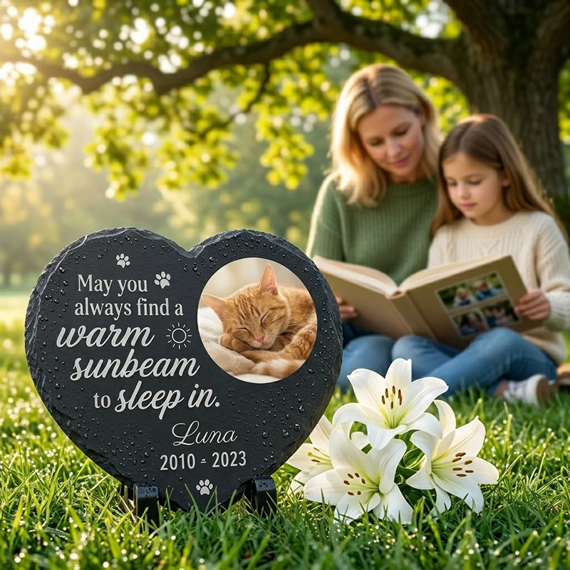 

Pawbient Personalized Pet Memorial Stone Photo UV Print Waterproof Garden Grave Marker Cat Dog Loss Remembrance Sympathy Gift