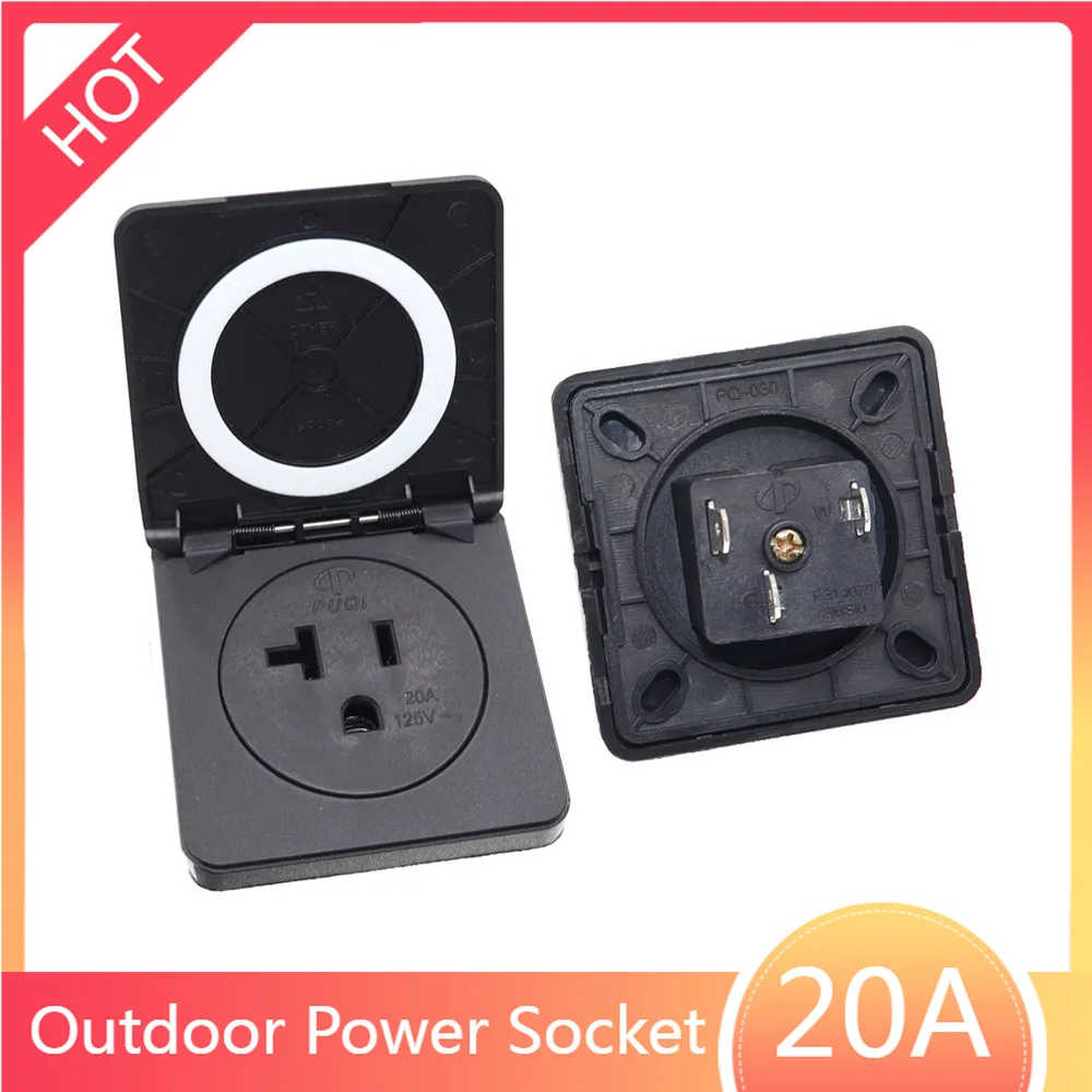 Prise industrielle étanche US Nema 5-20R, prise murale électrique IP44 avec couvercle, connecteur d'alimentation 20A 125V AC