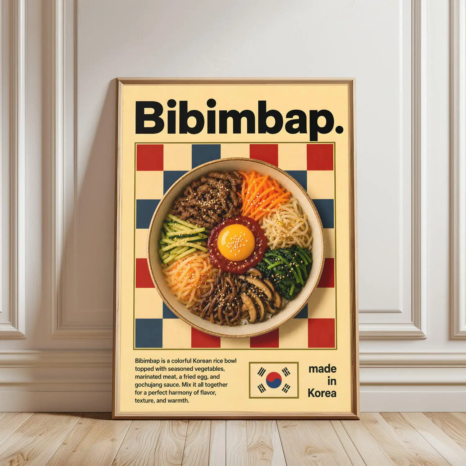 Modern Canvas Wall Art: World Cuisine – Bibimbap & Burritos – Delicious Food Poster for Home Kitchen Decor