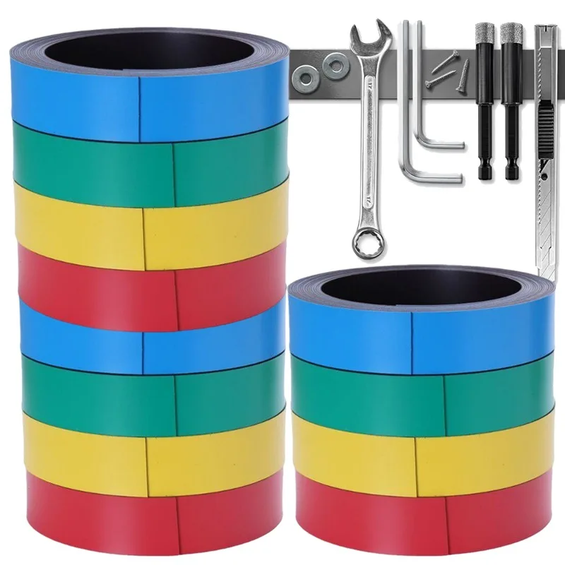 Flexible Magnetic Strips Multicolor Cuttable Rubber Magnet Tape DIY Crafts Supplies For Fridge Whiteboard Fixing Tapes Tools