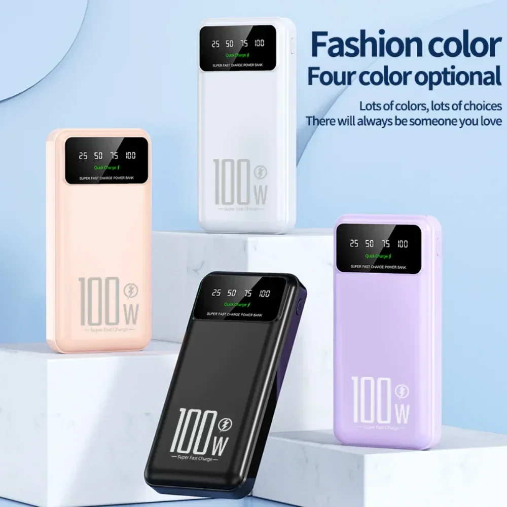 For IPhone Huawei Samsung Xiaomi 20000mAh High Capacity 100W Fast Charging Power Bank Portable Charger Battery Pack Powerbank