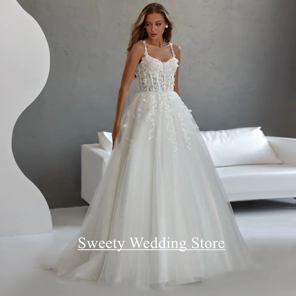 Customizable Pearl Flower Wedding Dress