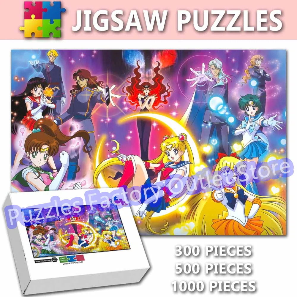 

Nine Sailors Warriors Assemble! Anime Jigsaw Puzzles Sailor Mercury Sailor Mars Beauty Girl Figure Print Puzzle for Kid Toys