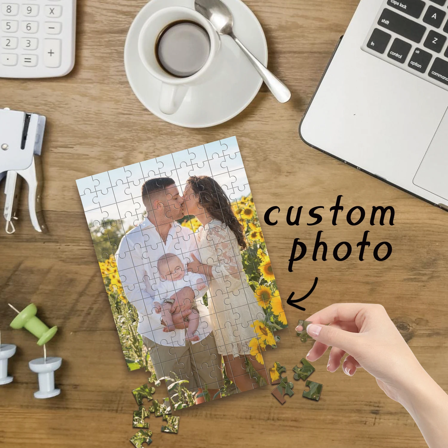35/150/300/500/1000pcs nice sunflower couple Custom Photo Personalised Decompression Puzzles Custom Puzzles in Photos Mosaic