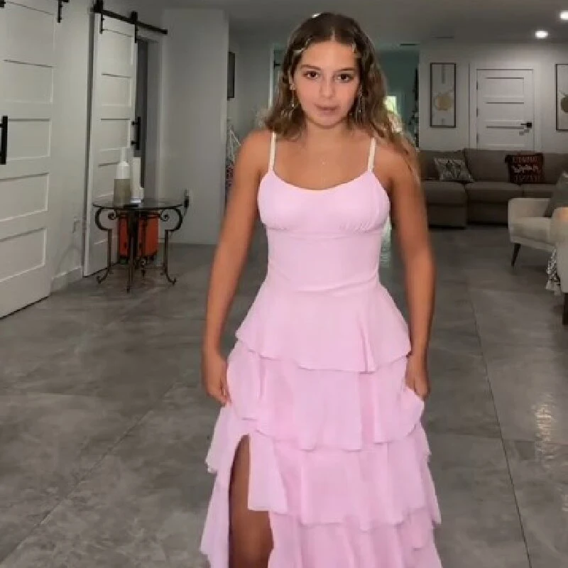 

Летнее розовое многоярусное платье макси в стиле Y2K для женщин: элегантное, на тонких бретелях, с оборками, А-силуэт, для повседневной носки, пляжных вечеринок, свадеб и торжеств