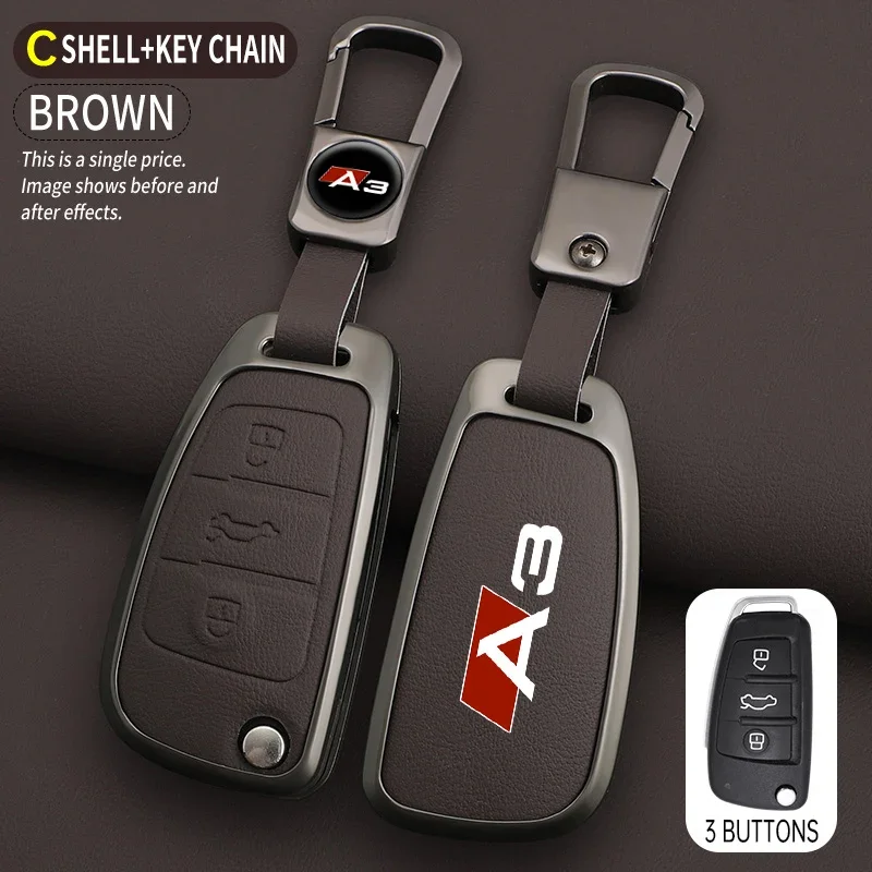 Zinken legering auto sleutelhoes tas voor Audi A3 afstandsbediening beschermer voor Audi volledige serie logo autosleutel hoes auto accessoires
