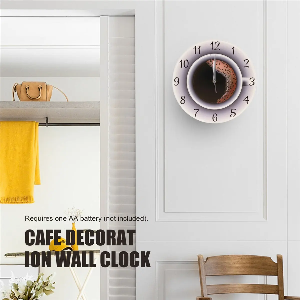 A25I Cup of Coffee with Foam Decorative Silent Wall Clock Kitchen Decor Coffee Shop Wall Sign Timepiece Cafe Style Wall Watch