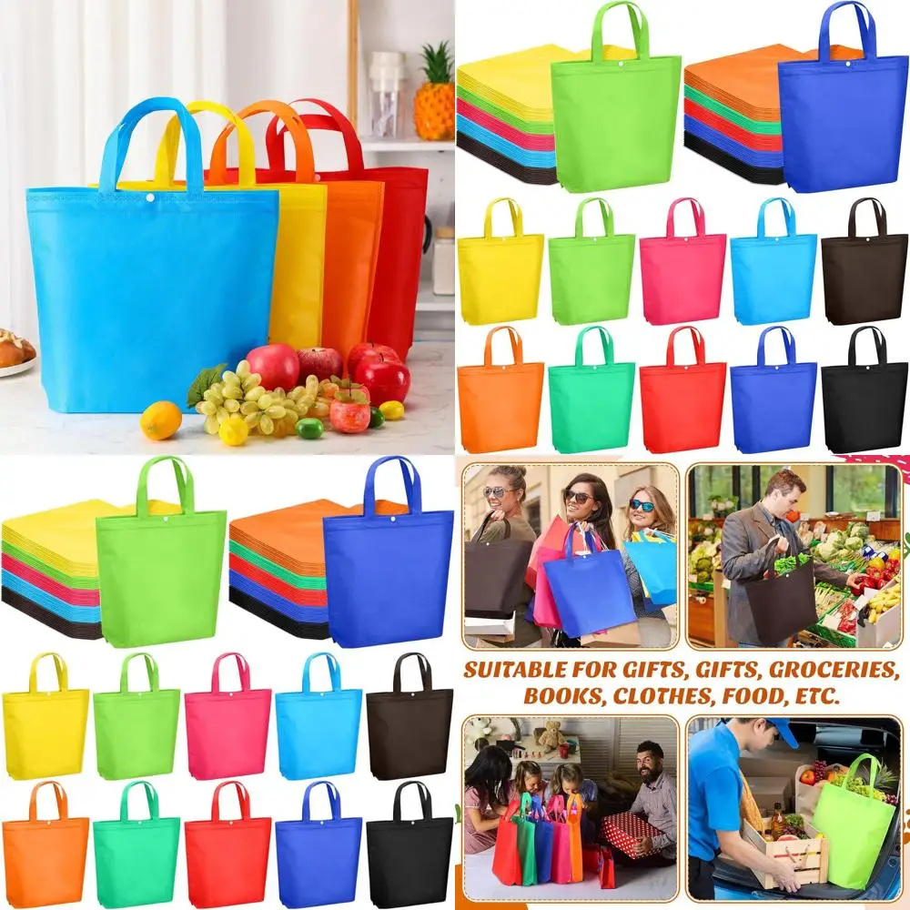 

Набор из 100 многоразовых сумок для продуктов с ручками, складные и портативные, с застежкой на кнопку, для покупок