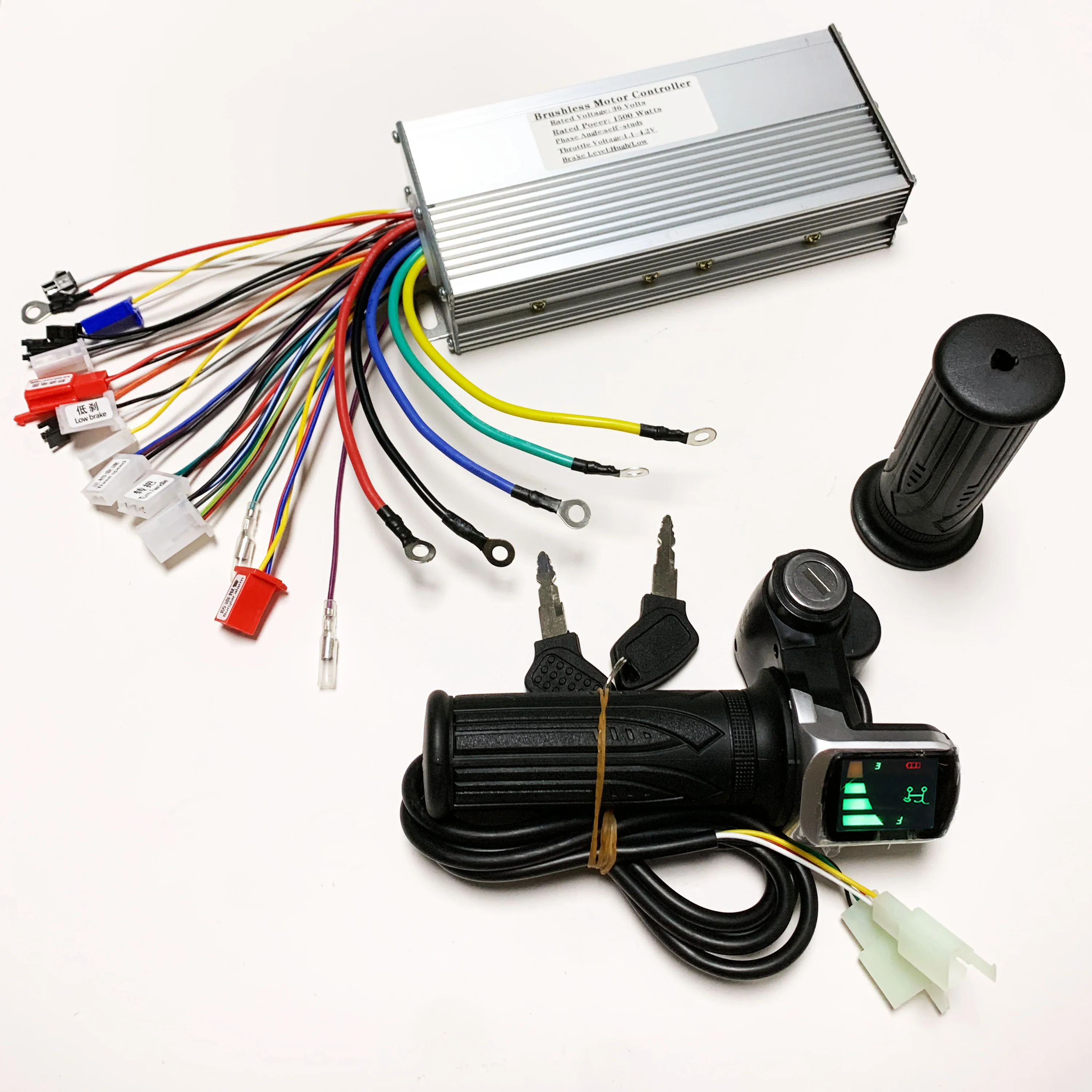 36v 1500w 40a brushless motor controller 15 mosfet with battery indicator throttle handle set for electric bicycles and scooters