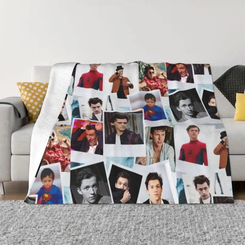 

British Actor Tom Holland Collect Blankets Warm Flannel Throw Blanket for Sofa Bedroom Bedding 1