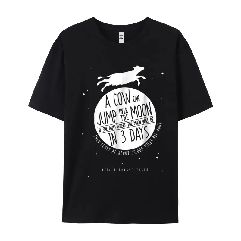 Graphic Men Tshirts Neil deGrasse Tyson A Cow Printing Tees Cotton Short Sleeve Slogan Tee-Shirt Round Collar